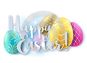 Colorful bright Easter eggs background.