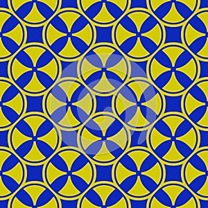 Colorful bright funky geometric seamless pattern with crosses, circles, squares