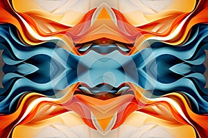 Colorful bright orange and blue paper background. Abstract art composition. Banner for design. Copy space. Big pattern