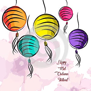 Colorful and bright Oriental Lanterns. Happy Mid Autumn Festival Background