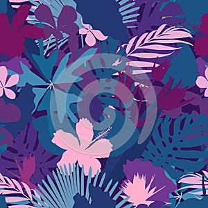 Colorful and bright summer silhouette abstract seamless pattern