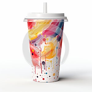 Colorful Brush Stroke Social Disposable Cup Mockup photo