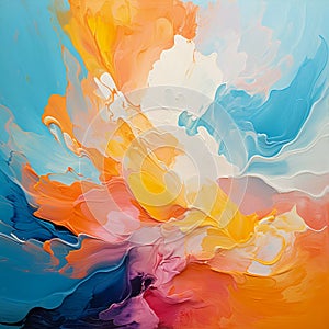 Colorful Brushstrokes: Abstract Oil Painting Background, AI Generated