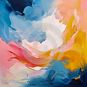 Colorful Brushstrokes: Abstract Oil Painting Background, AI Generated