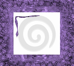 Colorful bubble glass picture frame of purple isolated modern shape ready for text.