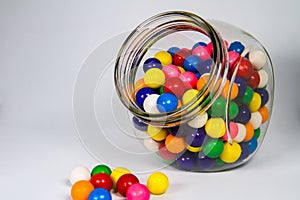 Colorful Bubble Gum Balls in Clear Glass Cannister