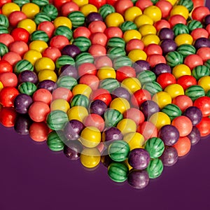 Colorful bubble gum spilling. Macro with shallow dof.