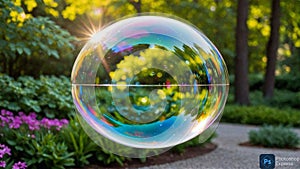 Colorful bubble on nature generate ai