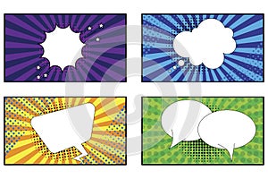 Colorful bubble speech rays on halftone. Scrapbook design. bubble speech rays. Vector banner template. Stock image