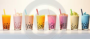 Colorful bubble tea drinks