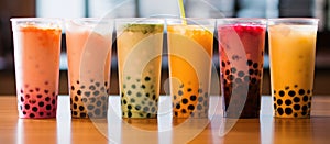 Colorful bubble tea drinks