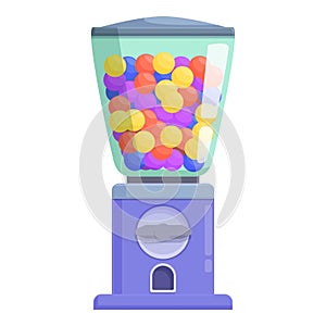 Colorful bubblegum machine icon cartoon vector. Candy vending toy