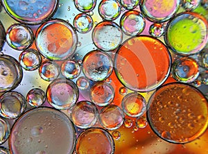 colorful bubbles abstract background, Oil bubbles in transparent liquid backdrop.