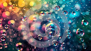 colorful bubbles water drops background