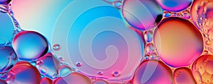 Colorful bubbles of water with rainbow gradient, liquid texture background, abstract pattern, generated ai