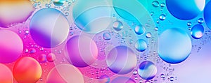 Colorful bubbles of water with rainbow gradient, liquid texture background, abstract pattern, generated ai