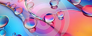 Colorful bubbles of water with rainbow gradient, liquid texture background, abstract pattern, generated ai