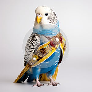 Colorful Budgerigar In Bavarian Costume With Unique Post-processing Style