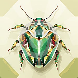 Colorful Bug Illustration: Stink Bug In Georgia O\'keeffe Style