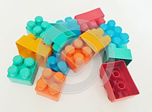 colorful building blocks toy made of plastic material for fun educational educational play photo