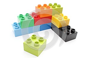 Colorful building blocks on white background