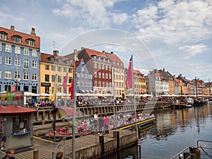 Colorful building facades along the Nyhavn Canal at Copenhagen Denmark