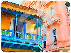 Colorful building in Havana in Cuba