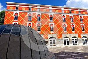 Colorful building in Tirana, Albania