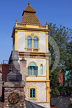 Colorful building with Zsolnay ceramic Pecs Hungary