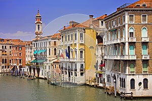 Colorful buildings along the canal in Venice