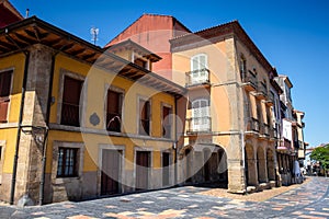 Colorful buildings in Aviles old town, Asturias, Spain