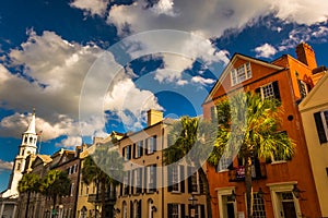 Colorful buildings on Broad Street in Charleston, South Carolina photo