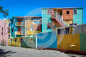 Colorful buildings of Caminito street in La Boca neighborhood - Buenos Aires, Argentina photo