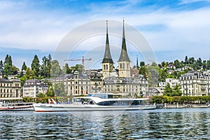 Buildings Church Modern Tourboat Lake Lucerne Switzerland