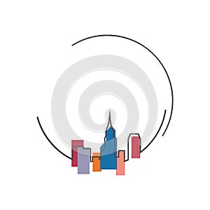 colorful buildings city scape building skyline logo vector design symbol illustration