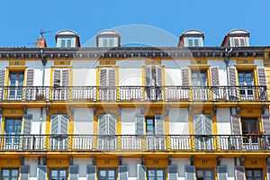 Colorful buildings of Constitution Square, Donostia-San Sebastian, Spain