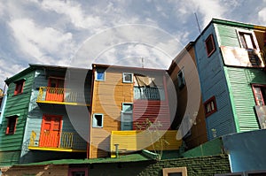Colorful buildings' facades in La Boca. Buenos Aires, Argentina.