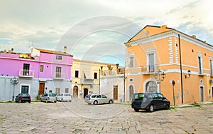 Colorful buildings in Lesina village in Apulia, Gargano, Italy photo