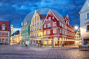 Colorful buildings on Market square in Memmingen