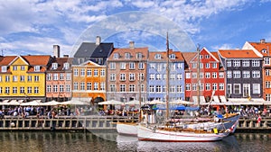 Colorful buildings of Nyhavn in Copenhagen, Denmark