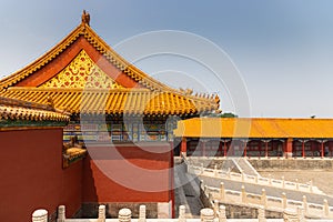 Colorful buildings and paintings in Forbidden City, Beijing, China