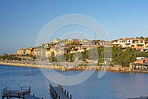 Colorful buildings in the port in Porto Cervo Sardinia Italy