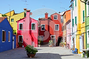 Colorful buildings in Venice, Burano island landmark, Italy