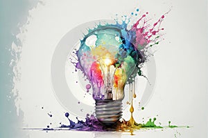 colorful bulb with color splash on white background