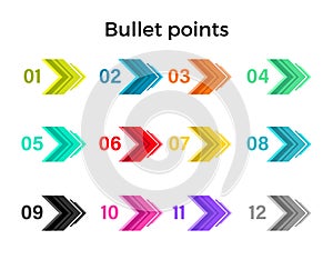Colorful bullet points arrows