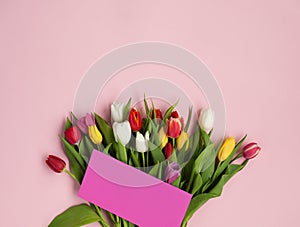 Colorful bunch with greeting card