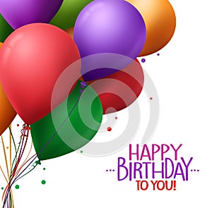 Colorful Bunch of Happy Birthday Greetings with Vector Balloons