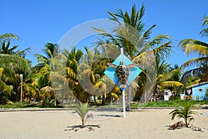 Colorful bungalows on Placencia Beach Belize