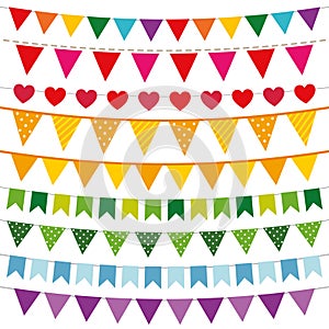 Colorful bunting flags set photo