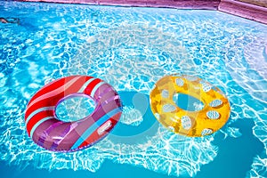 colorful buoy in a swimming pool in summer